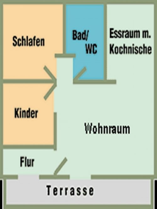 Ferienwohnungen Schmidt: Grundriß für Fewo 2, EG Talblick Haus 43